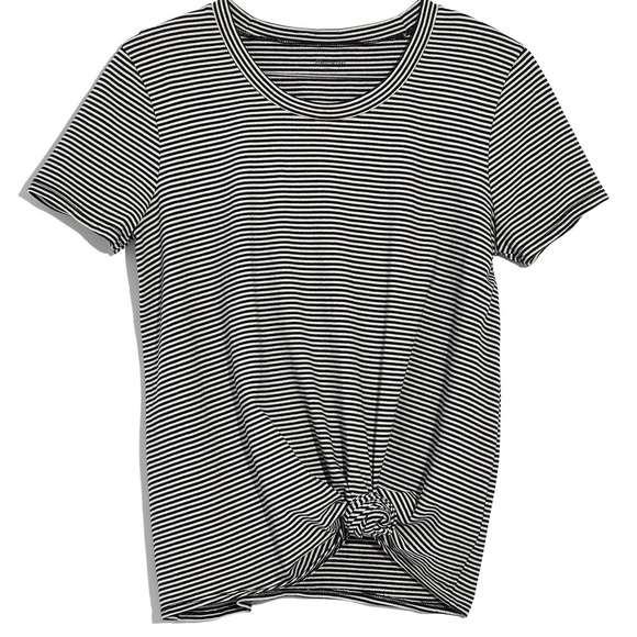 Madewell Stripe Knot Front Tee - Picture 1 of 6